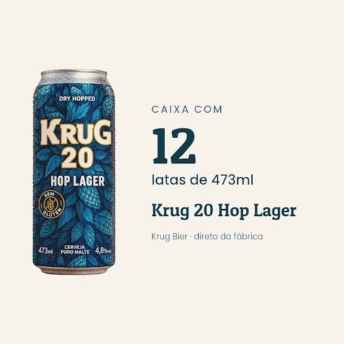Caixa Krug 20 Hop Lager (s/ glúten) 473ml - 12 unidades