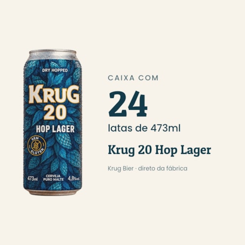 Caixa Krug 20 Hop Lager (s/ glúten) 473ml - 24 unidades