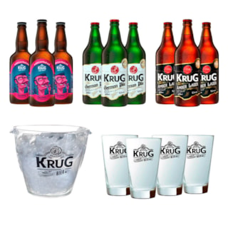 Combo Happy Hour Krug - 12 cervejas + balde + 4 copos